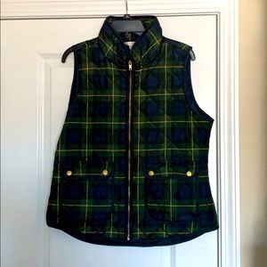 XL Navy and Green Plaid Zip Up Vest